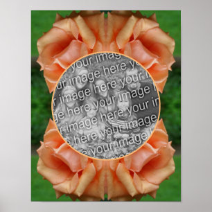 Blühender Pfirsichrosenrahmen - Erstelle dein eige Poster