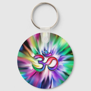 Blühender Regenbogen Lotus OM Schlüsselanhänger