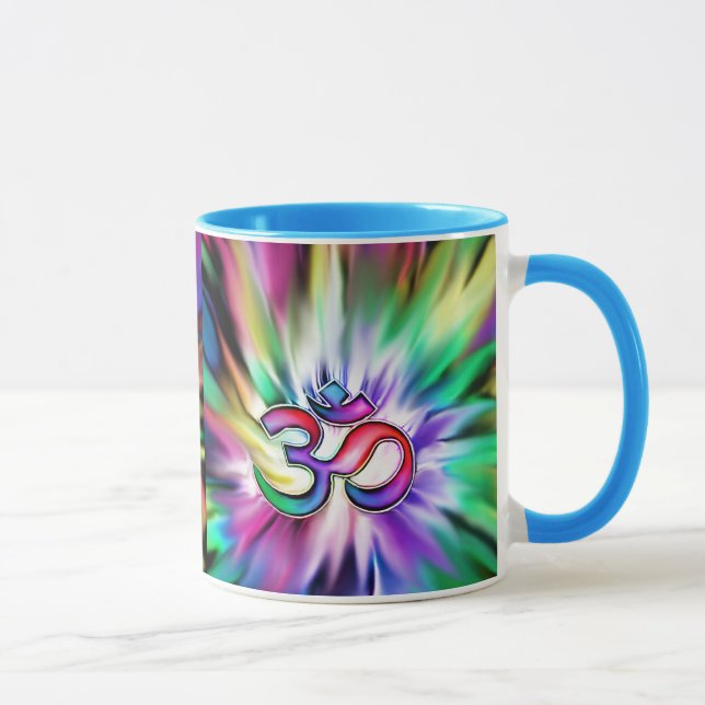 Blühender Regenbogen Lotus OM Tasse (Rechts)