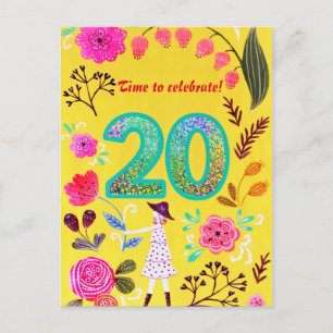 Blühender rosa Blumenchic 20 Glitzer Postkarte