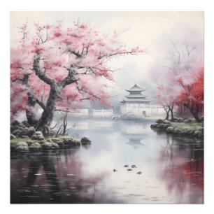 Blühender Sakura Garten Traditioneller Garten Fotodruck