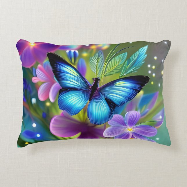 Blühender Schmetterling in Fairy Garden Dekokissen (Vorderseite)