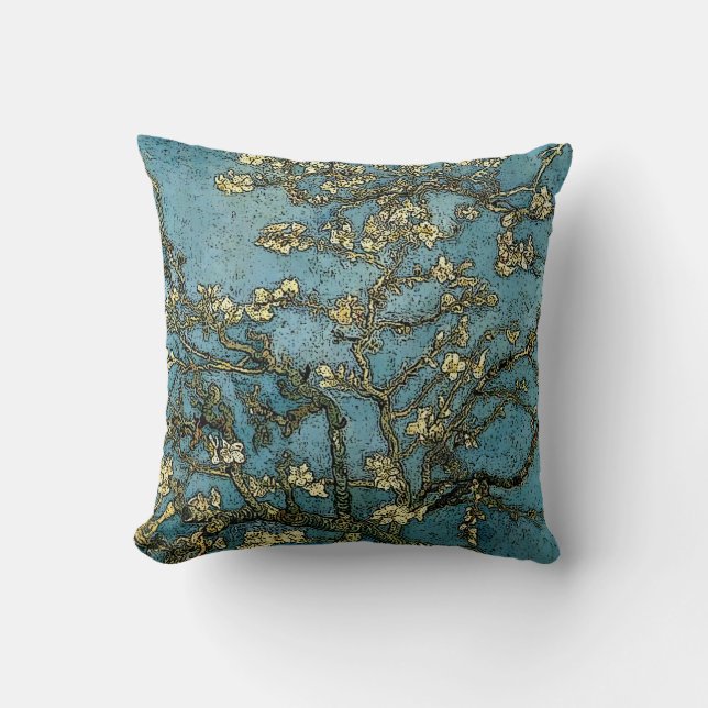 Blühender Schmutz des Mandelbaum-(Van Gogh) Kissen (Vorderseite)