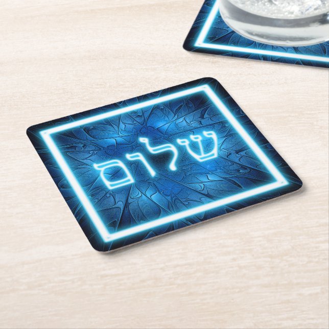 Blühender Shalom auf Etched Star von David Rechteckiger Pappuntersetzer (angewinkelt)