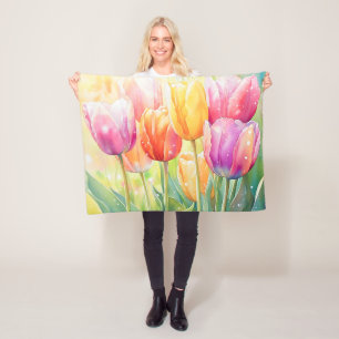 Blühender Wasserfarbener Frühlingsgarten Fleecedecke