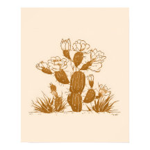 Blühender Wüstenkaktus Botanische Linienstil-Kunst