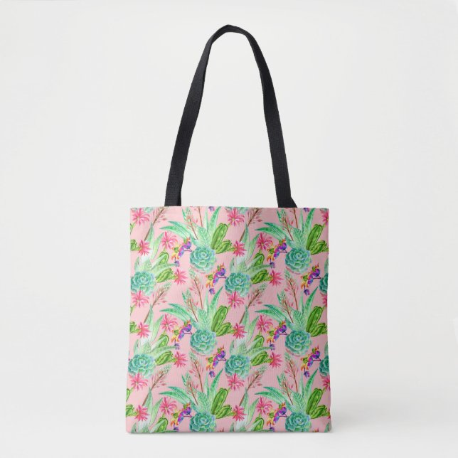 Blühendes Aquarellsucculents-Muster Tasche (Vorderseite)