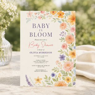 Blühendes Baby Baby Shower Einladung
