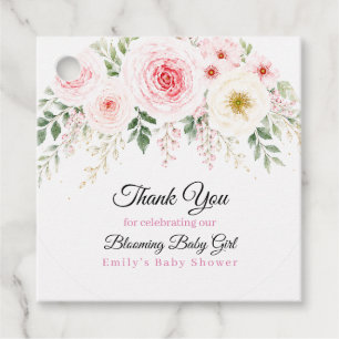 Blühendes Baby Mädchen Florales Babyshower Geschenkanhänger
