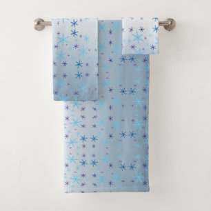 Blühendes blaues Schneeflockenmuster Set von Bade