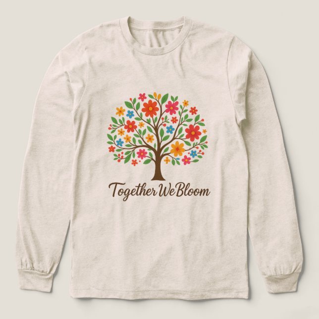 Blühendes Blumenbaum-Langarmshirt Tri-Blend Shirt (Design Vorderseite)