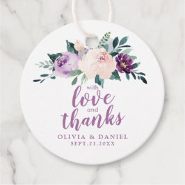Blühendes botanisches lila mit Liebe und Dank Geschenkanhänger