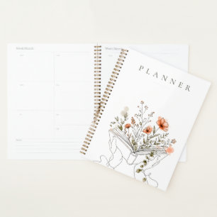 Blühendes Buch Botanische Linienkunst Planer