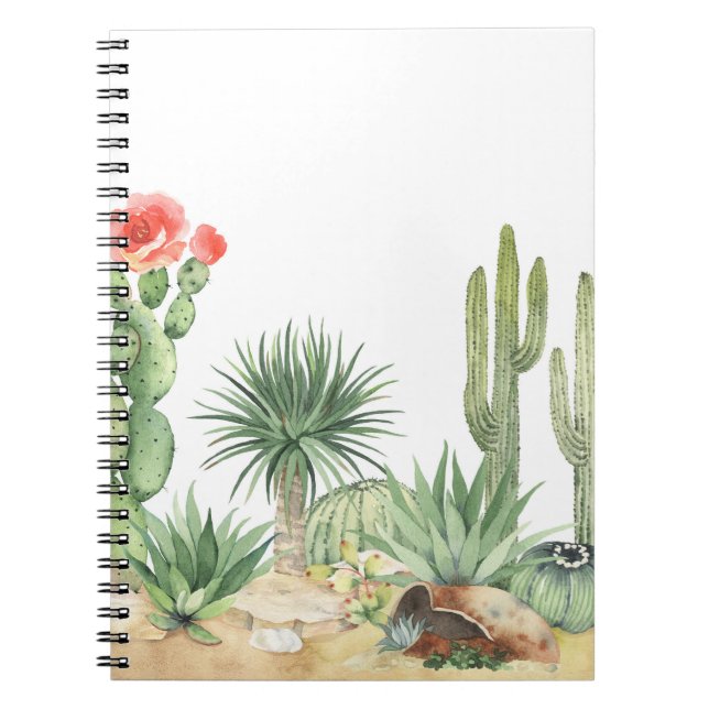 Blühendes Cacti-Grenzmuster Notizblock (Vorderseite)