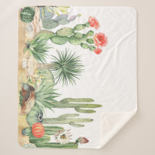 Blühendes Cacti-Grenzmuster Sherpadecke