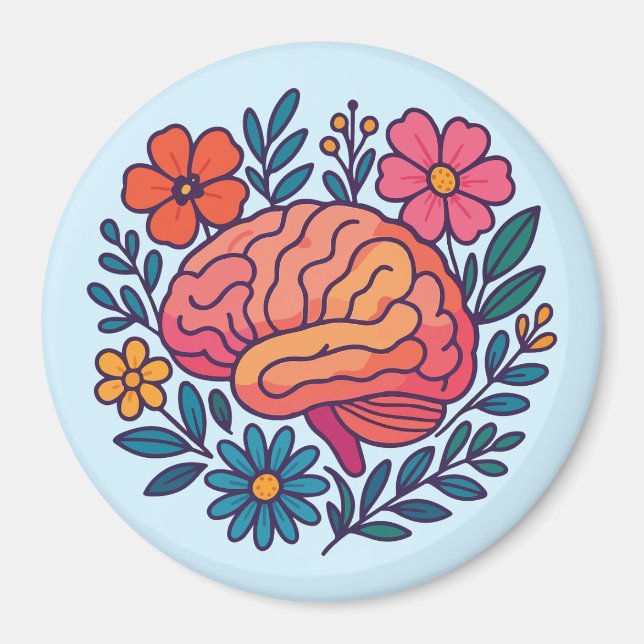 Blühendes Gehirn Mental Wellness Magnet (Vorne)