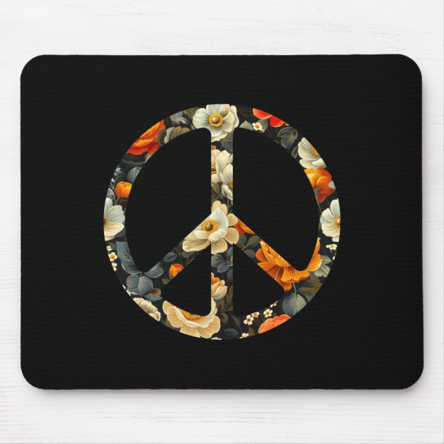 Blühendes Harmonie-Symbol Blumens Friedenszeichen Mousepad (Vorne)