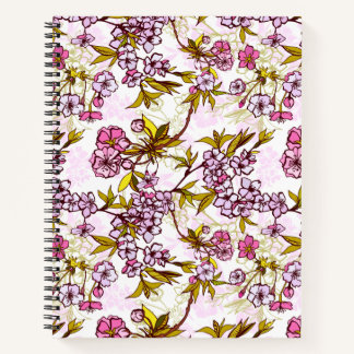 Blühendes Kirschblossom-Muster Notizbuch