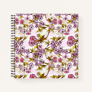 Blühendes Kirschblossom-Muster Notizbuch