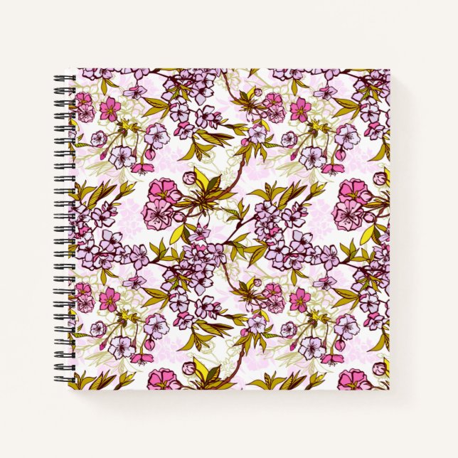 Blühendes Kirschblossom-Muster  Notizbuch (Vorderseite)