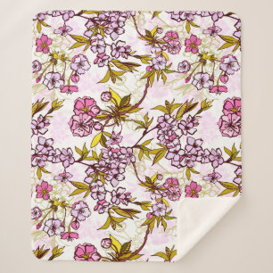 Blühendes Kirschblossom-Muster  Sherpadecke