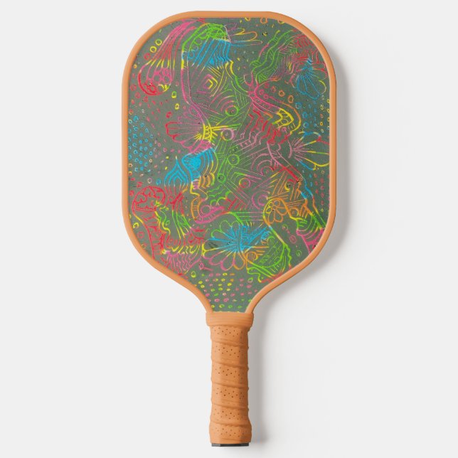 blühendes Mosaik Pickleball Schläger (Vorderseite)