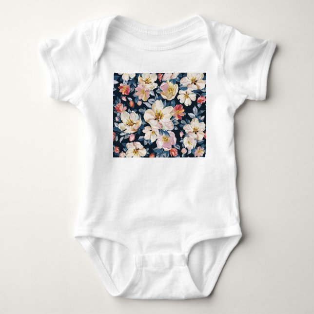 Blühendes Muster für Apfelbaum Baby Strampler (Vorderseite)