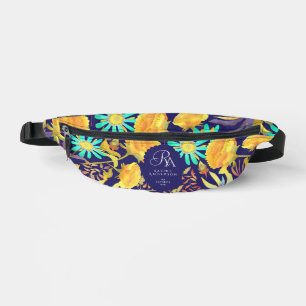 Blühendes mystisches Blumenmonogramm Navy Bauchtasche
