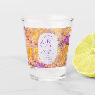 Blühendes Mystisches Florales Monogramm Braun Latt Schnapsglas