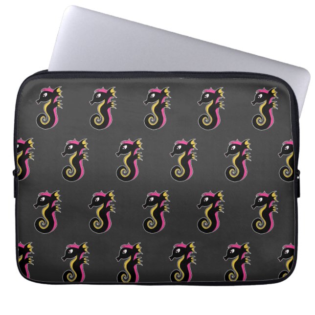 blühendes Neon-Seepferd Laptopschutzhülle (Vorderseite)
