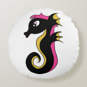 blühendes Neon-Seepferd Rundes Kissen