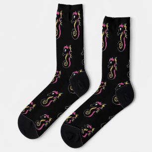 blühendes Neon-Seepferd Socken