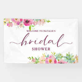 Blühendes, schicker rosa Brautparty Willkommen Banner