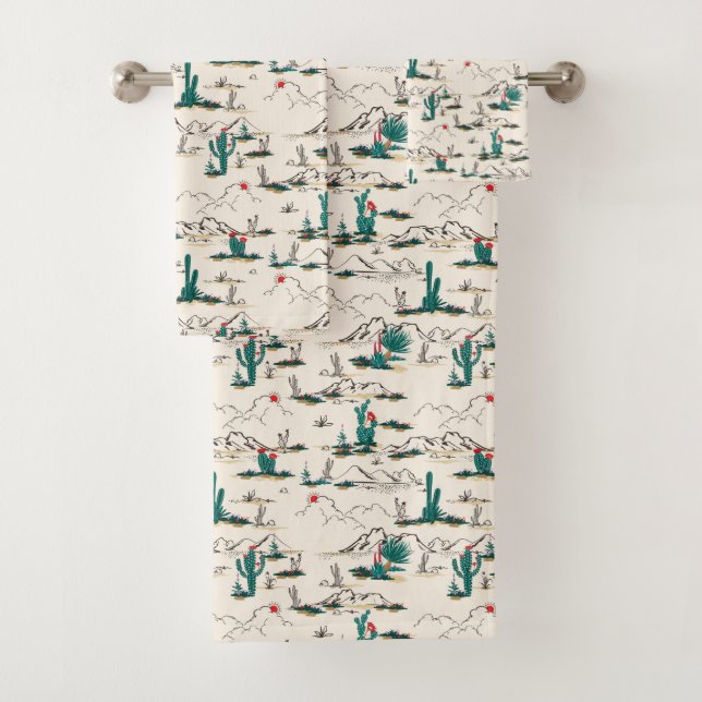 Blühendes Succulents-Muster Badhandtuch Set (Insitu)