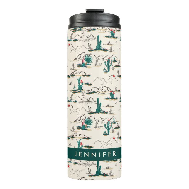 Blühendes Succulents-Muster Thermosbecher (Vorderseite)