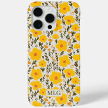 Blühendes Wiesen-Gelb-Blumenmuster & Monogramm