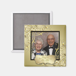 Blühtest Gold Black 50. Hochzeitsszenario Foto Magnet