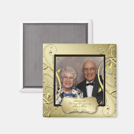 Blühtest Gold Black 50. Hochzeitsszenario Foto Magnet