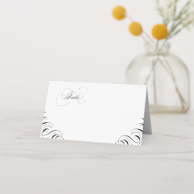 Blühtest Kalligraphie Jahrgang Hochzeit Platzkarte (Vorderseite)