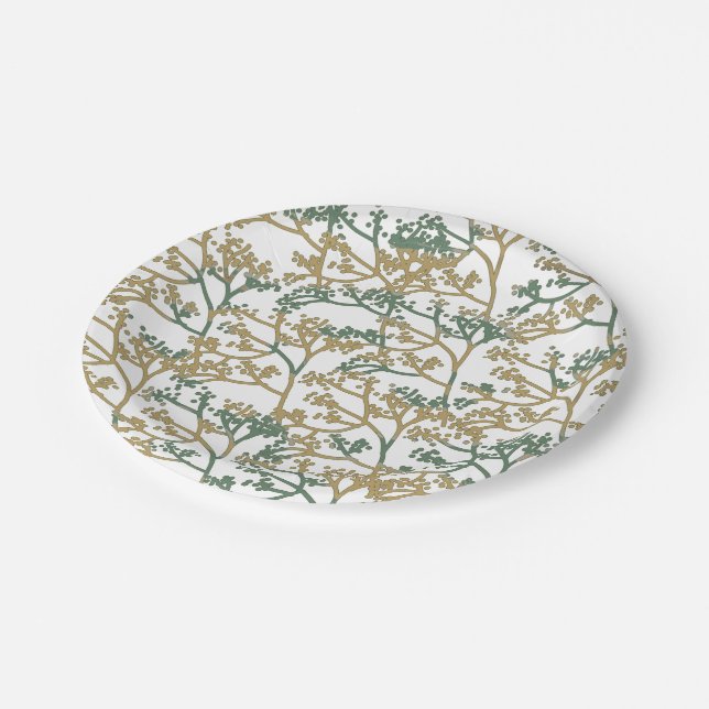 Bluish Beige Foliage Pappteller (Schrägansicht)