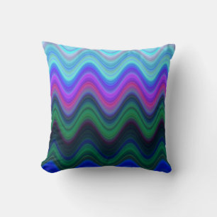 Bluish Blurred Waves Throw Kissen