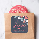 Bluish Chalkboard Liebe Hochzeit Quadratischer Aufkleber<br><div class="desc">Dieser quadratische Aufkleber der Liebe ist mit einer wunderschönen Blüte und einem bläulichen Chalkboard-Hintergrund ausgestattet, mit dem Wort "Liebe" im modernen Script-Schriftart. Verwenden Sie es, um Ihre Save the Date Umschläge oder für die Dekoration Siegel. Karo andere passende Hochzeitsartikel/Bridal in meiner Sammlung hier -> http://www.zazzle.com/collections/bluish_chalkboard_floral_bridal_and_wedding-119872540777216768?rf=238364477188679314 Personalisieren Sie sie mit Ihren...</div>