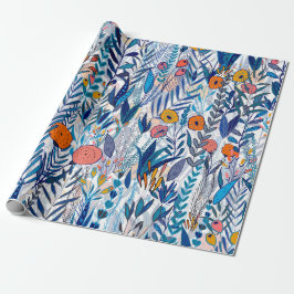 Bluish Floral Garden Geschenkpapier
