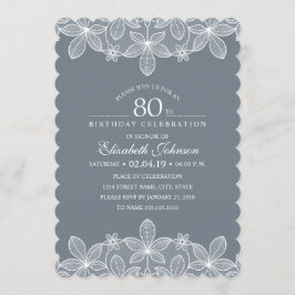 Bluish Gray 80. Geburtstagsparty Creative Lace Einladung