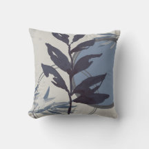 Bluish Gray Abstrakt Watercolor Leaf