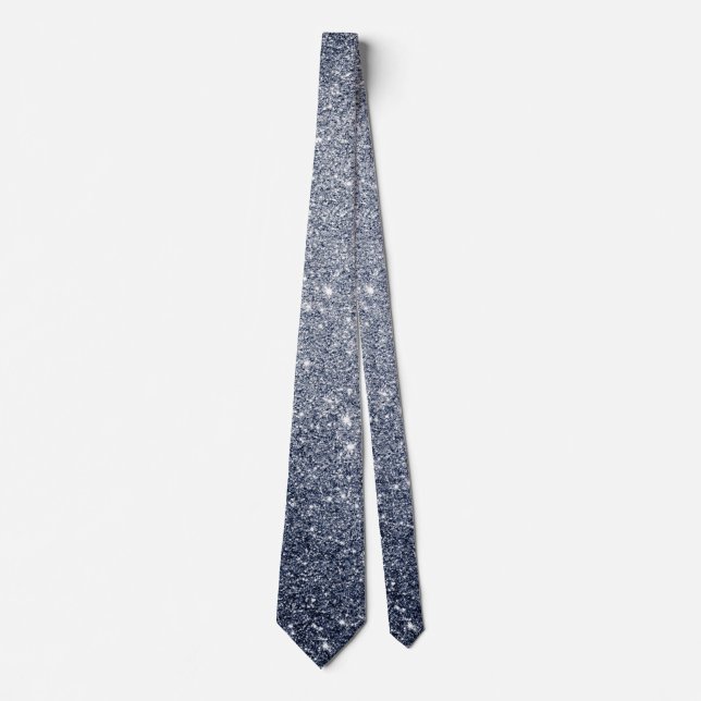 Bluish Gray Silver Glitzer Style Krawatte (Vorderseite)