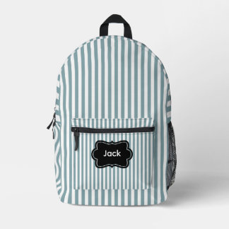Bluish-Green Vertical Stripes Bedruckter Rucksack