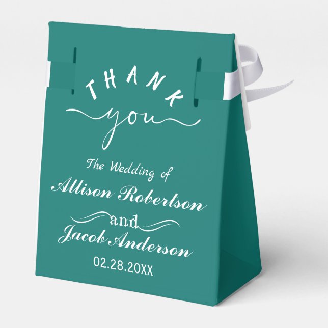 Bluish Green & White Gastgeschenk Hochzeit Box Geschenkschachtel (Rückseite)