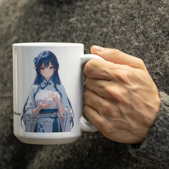 Bluish Hair Royal Anime Girl Kaffeetasse (Von Creator hochgeladen)