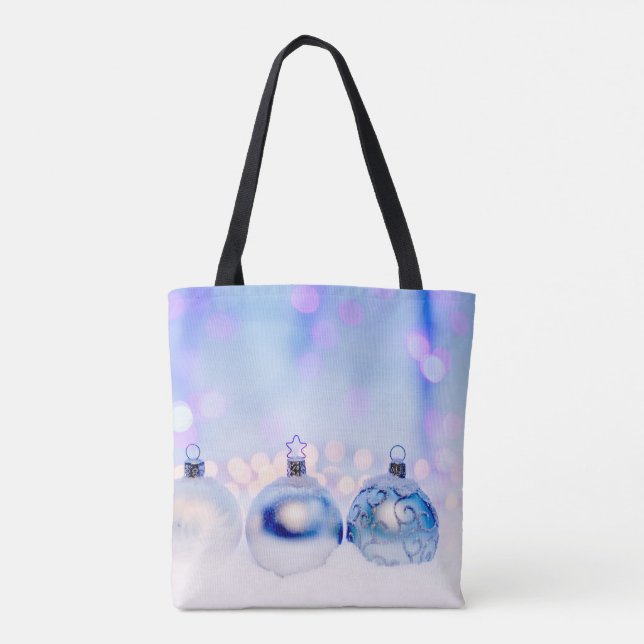 Bluish Silver Weihnachtsdekor Balls Tasche (Rückseite)